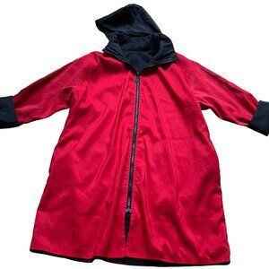 Mycra Pac Size S/M Red Black Reversible Packable Hooded Travel Raincoat Jacket